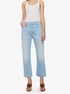 MOTHER The Ditcher Crop Unripped Denim Jeans Size 30